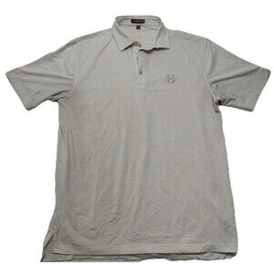 Peter Millar Polo Shirt Mens L Blue White Orange Striped Summer Comfort